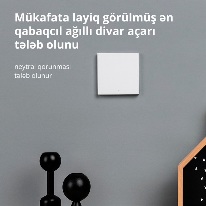Настенный выключатель одноклавишный Aqara Smart Wall Switch H1 (With Neutral, Single Rocker)