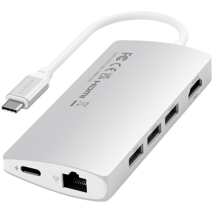 SATECHI Type-C Multi-Port Adapter 4K with Ethernet V2 Silver