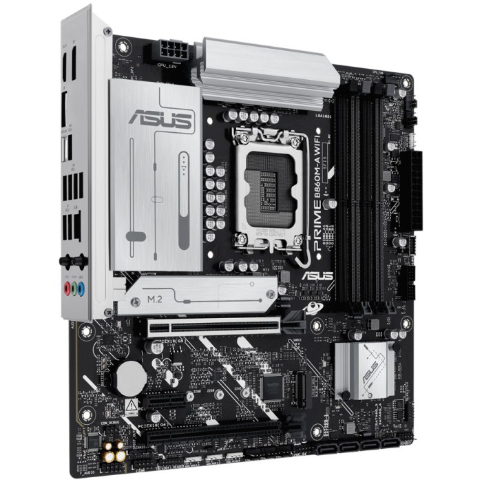 ASUS Main Board Desktop LGA1851 Intel B860 Chipset 4 x DIMM slots, max. 256GB, DDR5 2 x DisplayPort 1 x HDMI 1 x Wi-Fi module 2 x M.2 slots 4 x SATA micro-ATX Form Factor