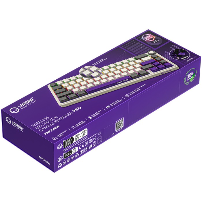 LORGAR KBP70MW, Wireless 65% Mechanical Gaming Keyboard Pro, Beige, EN/RU layout