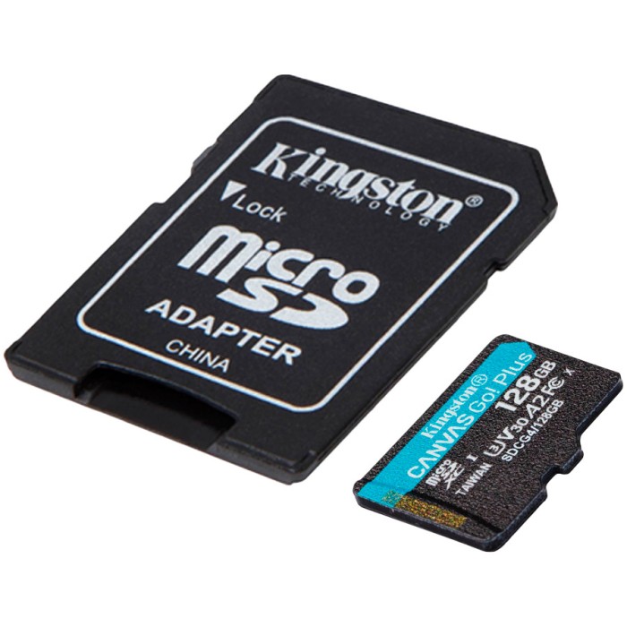 Kingston 128GB microSDXC Canvas Go Plus Gen4 200MB/s A2 U3 V30 Card + Adapter