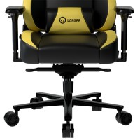 LORGAR Base 311, Gaming chair, PU eco-leather, 1.8 mm metal frame, multiblock mechanism, 4D armrests, 5 Star aluminium base, Class-4 gas lift, 75mm PU casters, Black + yellow