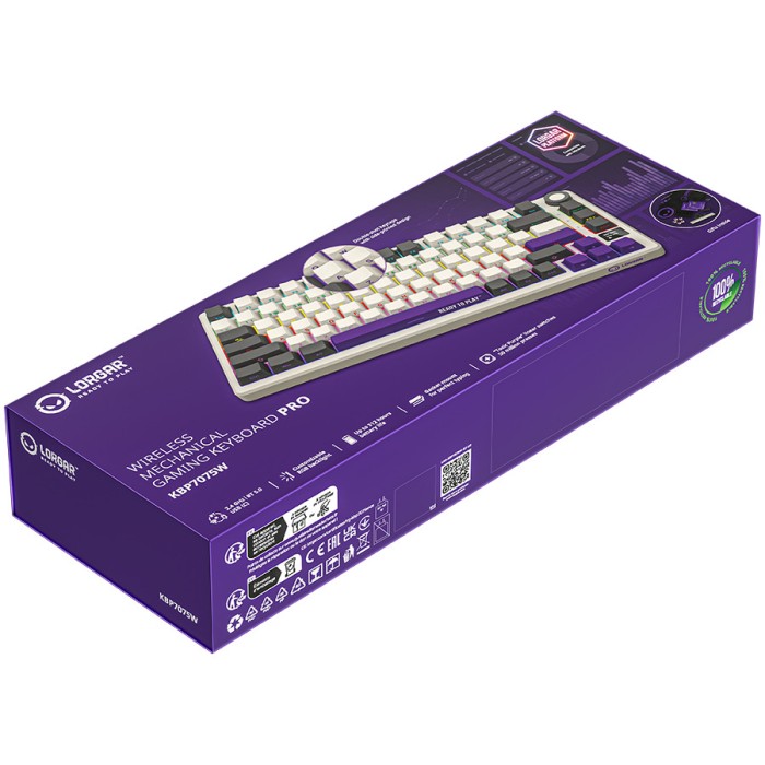 LORGAR KBP7075W, Wireless 75% Mechanical Gaming Keyboard Pro, Beige, EN/RU layout