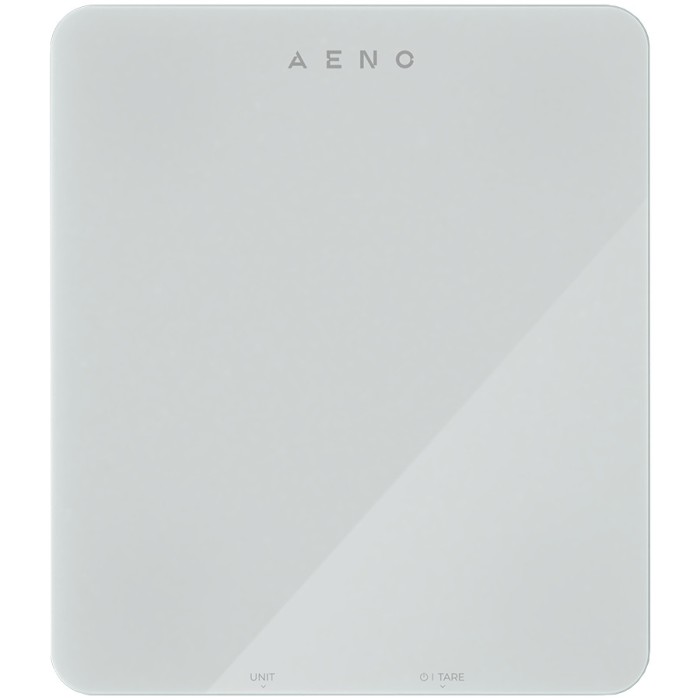 Умные кухонные весы AENO KS1S, максимальная нагрузка - 8 кг, Bluetooth, более 10 000 продуктов и блюд, анализ по 25 показателям, режим для кофе, 6 единиц измерения: кг, г, фунты, унции, жидкие унции, мл, материал - стекло.