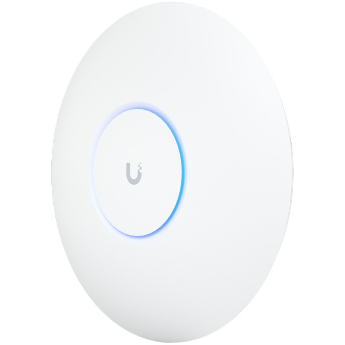 UBIQUITI U6 Pro; WiFi 6; 6 spatial streams; 140 m² (1,500 ft²) coverage; 350+ connected devices; Powered using PoE; GbE uplink.