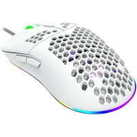CANYON Puncher GM-11, Gaming Mouse with 7 programmable buttons, Pixart 3519 optical sensor, 4 levels of DPI and up to 4200, 5 million times key life, 1.65m Ultraweave cable, UPE feet and colorful RGB lights, White, size:128.5x67x37.5mm, 105g