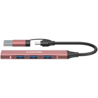 CANYON hub DS-02 4in1 USB-A/C Pink