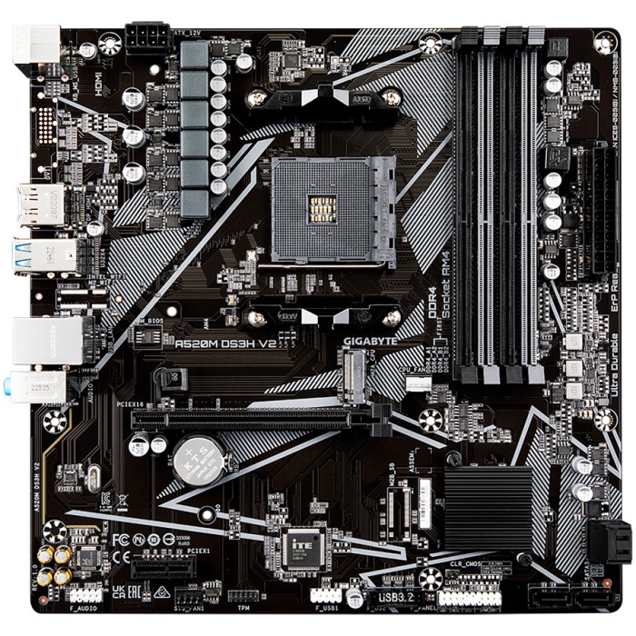 GIGABYTE MB AM4, A520, 4xDDR4, DP + HDMI, 1xPCIe x16 3.0, 1xPCIe x1, 1xM.2, 4xSATA, GbE LAN, mATX